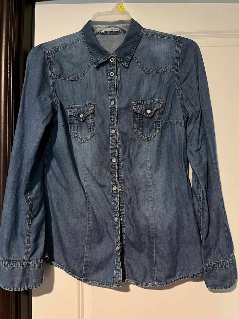 Maurices Dark Blue Denim Button-Down Shirt